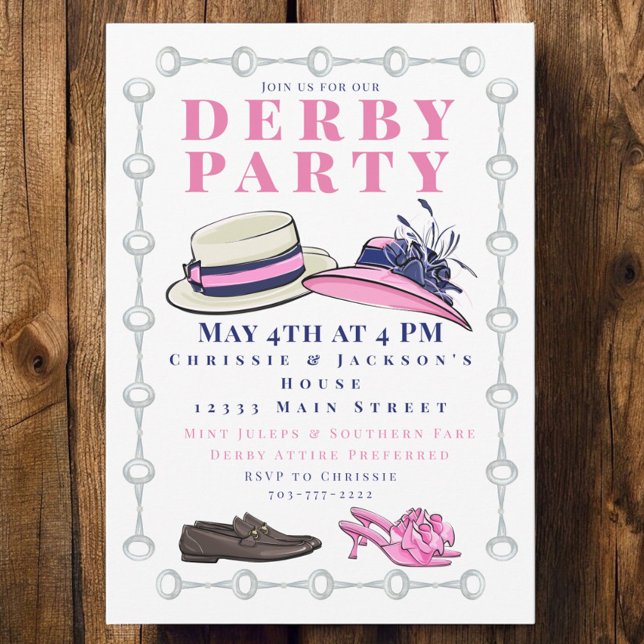 Invitation Derby Parti Casquette Chaussures Mode Preppy Navy (Créateur téléchargé)