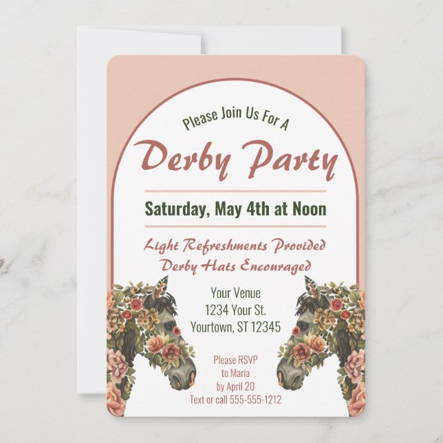 Invitation Derby Party Floral Race Horse Arch (Devant)