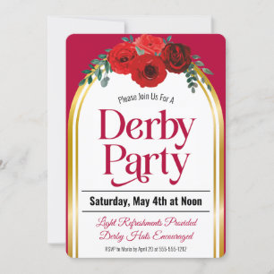 Invitation Derby Party Horse Race Red Roses Arch