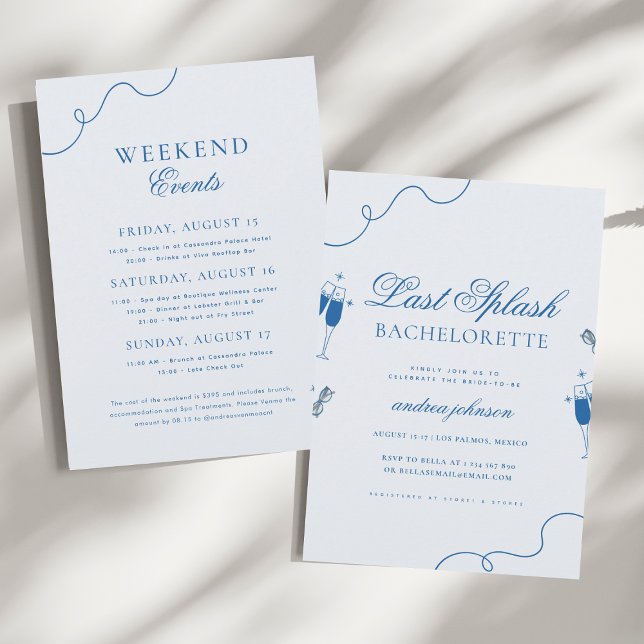 Invitation Dernier bain bleu marine Hen Fête de Bachelorette (Créateur téléchargé)