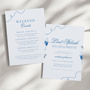 Invitation Dernier bain bleu marine Hen Week-end Enterrement 