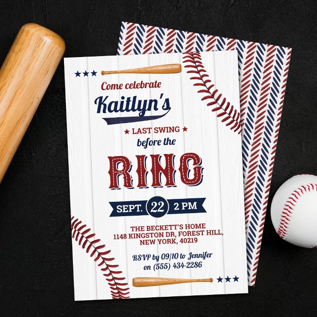 Invitation Dernier balancement avant la bague ! Baseball Bach (Créateur téléchargé)