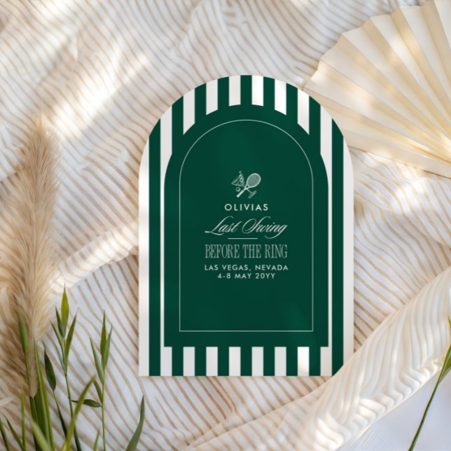 Invitation Dernier balancement avant l'anneau rayé vert et bl (Créateur téléchargé)