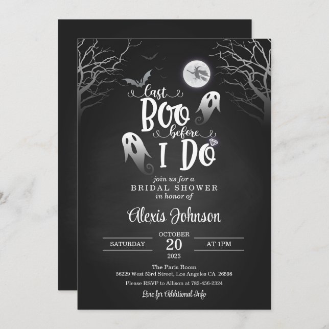 Invitation Dernier Boo avant de faire Fête des mariées (Devant / Derrière)
