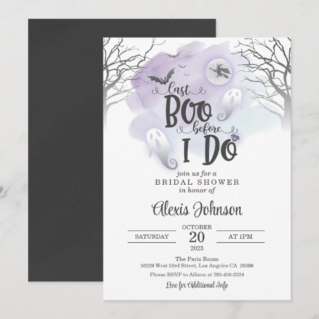Invitation Dernier Boo Avant De Faire Fête des mariées (Viole (Devant / Derrière)