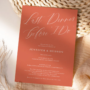 Invitation Dernier dîner en terre cuite mariage