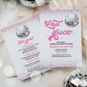 Invitation Dernier Disco Hot Pink Bachelorette Week-end