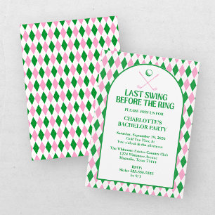 Invitation Dernier Golf Bachelorette Rose Vert