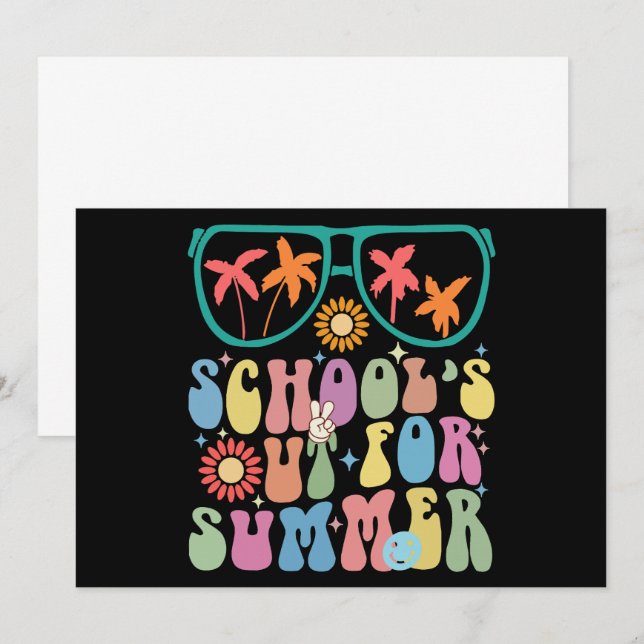 Invitation Dernier Jour D'école Groovy L'école Est Finie Pour (Devant / Derrière)