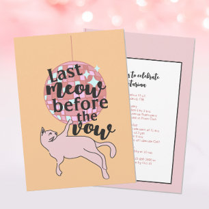 Invitation Dernier Meow Avant Le Vow Disco Cat Bachelorette