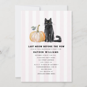 Invitation Dernier miaulement Chat noir Halloween Enterrement