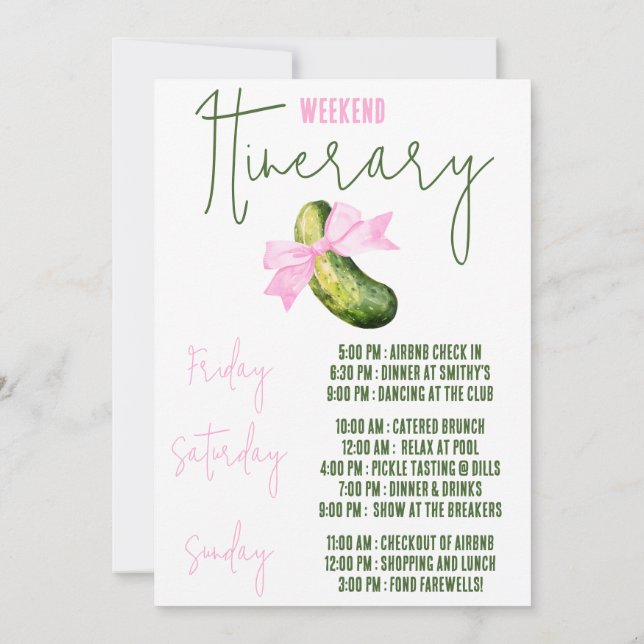 Invitation Dernier Pickle Elle Tickle Jamais Bachelorette Par (Dos)