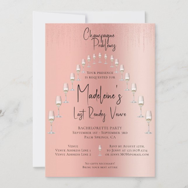 Invitation Dernier Rendez Veuve Bachelorette Week-end Itinéra (Devant)