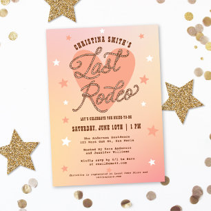 Invitation Dernier Rodeo Boots Cowboy Cute Peach Fête des mar
