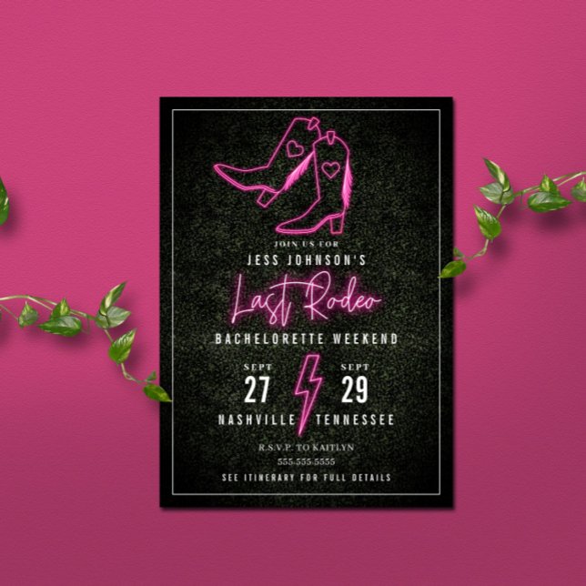 Invitation Dernier Rodéo Bottes de Cowboy Néon Rose Enterreme (Créateur téléchargé)