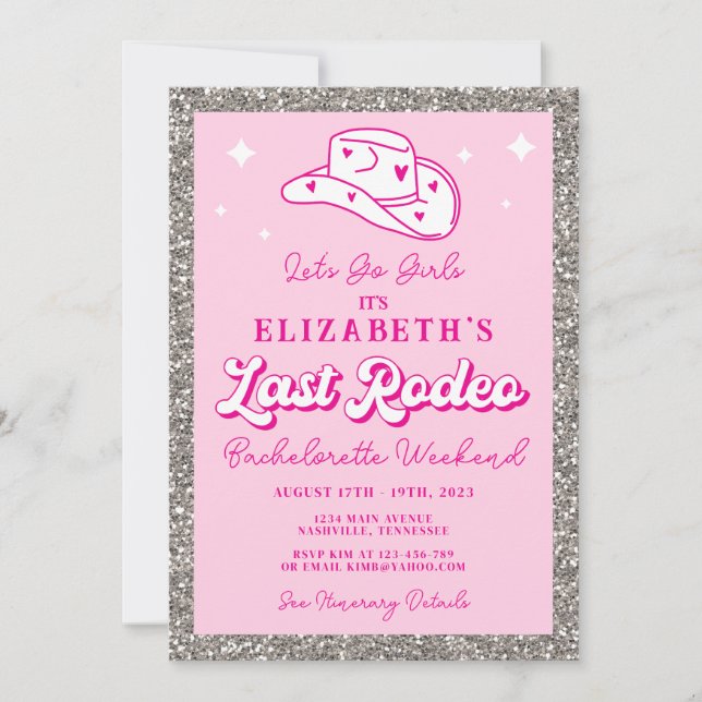 Invitation Dernier Rodeo Cowgirl Bachelorette Party (Devant)