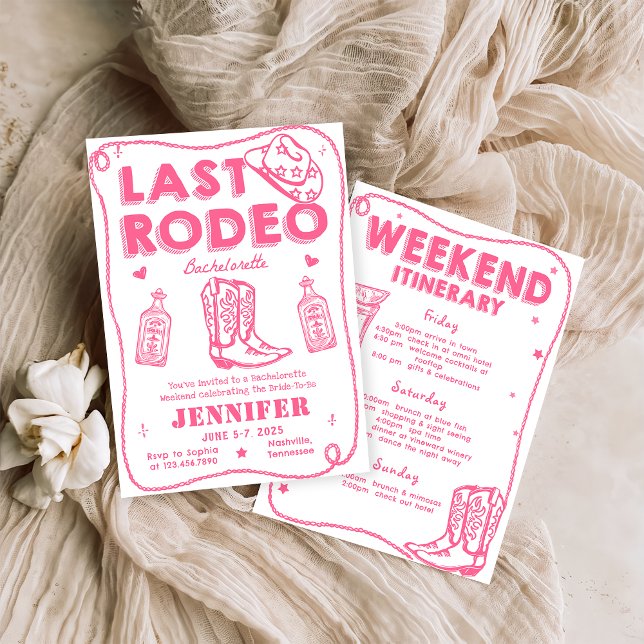 Invitation Dernier Rodeo Cowgirl Bachelorette Week-end Itinér (Créateur téléchargé)