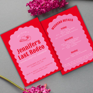 Invitation Dernier Rodeo Cowgirl Bold Red & Pink Bach Week-en