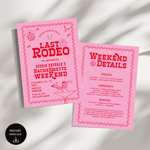 Invitation Dernier Rodeo Cowgirl rose et rouge Bachelorette