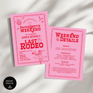Invitation Dernier Rodeo Cowgirl rose et rouge Bachelorette