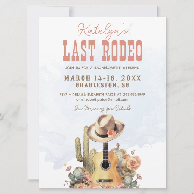 Invitation Dernier Rodeo Cowgirl Week-end de bachelorette (Devant)