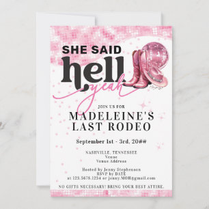Invitation Dernier Rodeo Enfer Ouais Cowgirl Bachelorette Iti