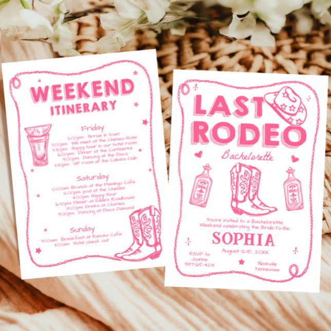 Invitation Dernier Rodéo Fête de Bachelorette Rose (Créateur téléchargé)