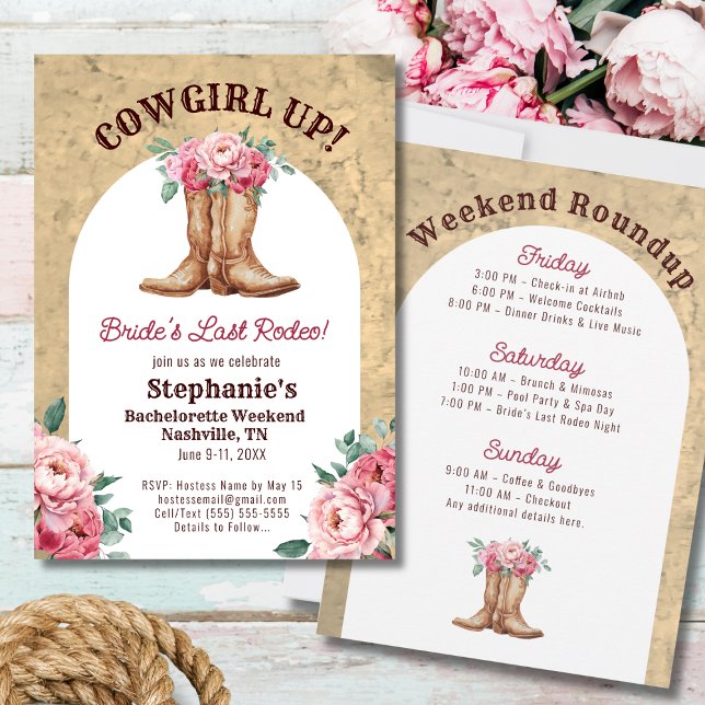 Invitation Dernier Rodéo Rustique Pink Cowgirl Bachelorette (Créateur téléchargé)