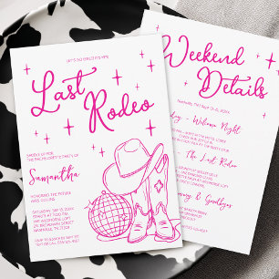 Invitation Dernier Rodéo Vache Rose Cowgirl Enterrement de Vi