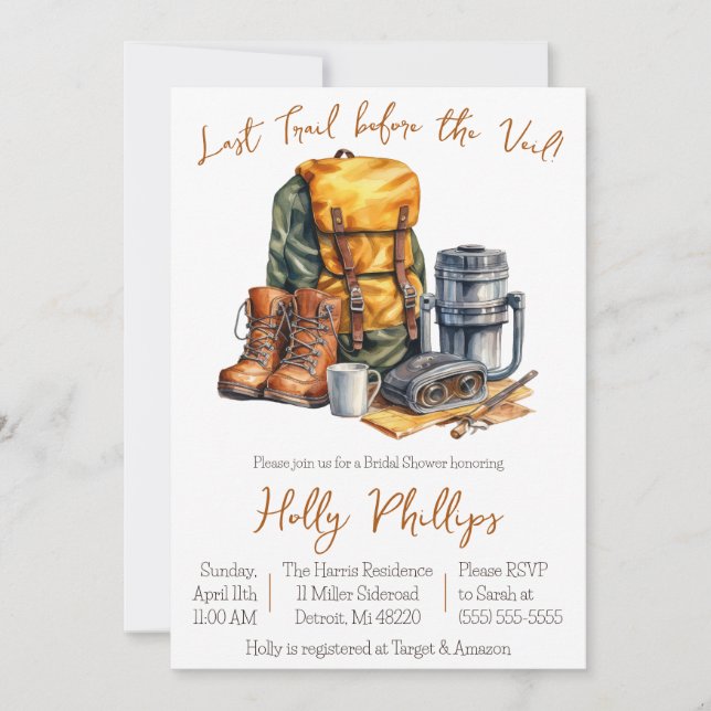 Invitation Dernier sentier avant le voile ! Fête des mariées  (Devant)