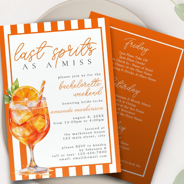 Invitation Dernier Spritz en tant que Miss Orange Aperol avan (Créateur téléchargé)