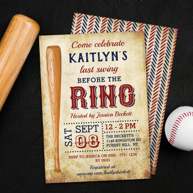 Invitation Dernier Swing Avant La Bague ! Baseball Enterremen (Créateur téléchargé)