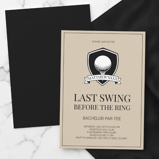 Invitation Dernier Swing avant la fête de bachelor de golf po (Last Swing Before the Ring Golf Bachelor Party Invitation)