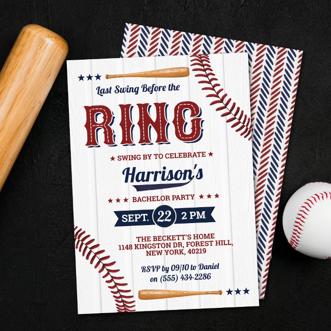 Invitation Dernier Swing Avant La Fête de Mariage de Baseball (Créateur téléchargé)