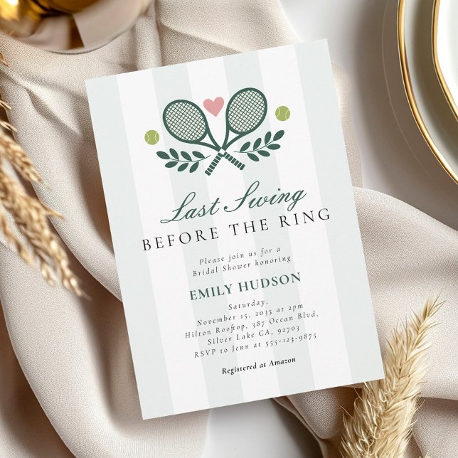 Invitation Dernier Swing Avant La Fête des mariées De Tennis  (Créateur téléchargé)