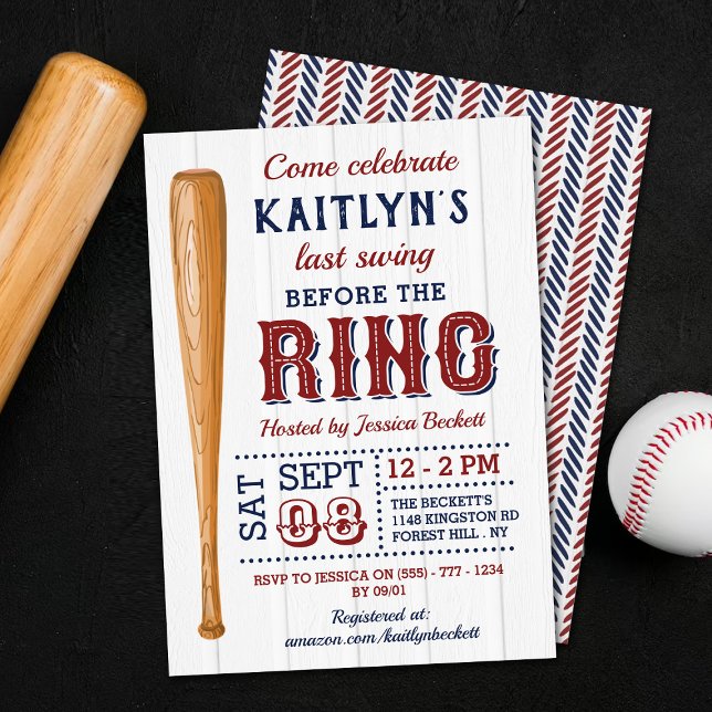 Invitation Dernier Swing avant l'anneau ! Baseball Enterremen (Créateur téléchargé)