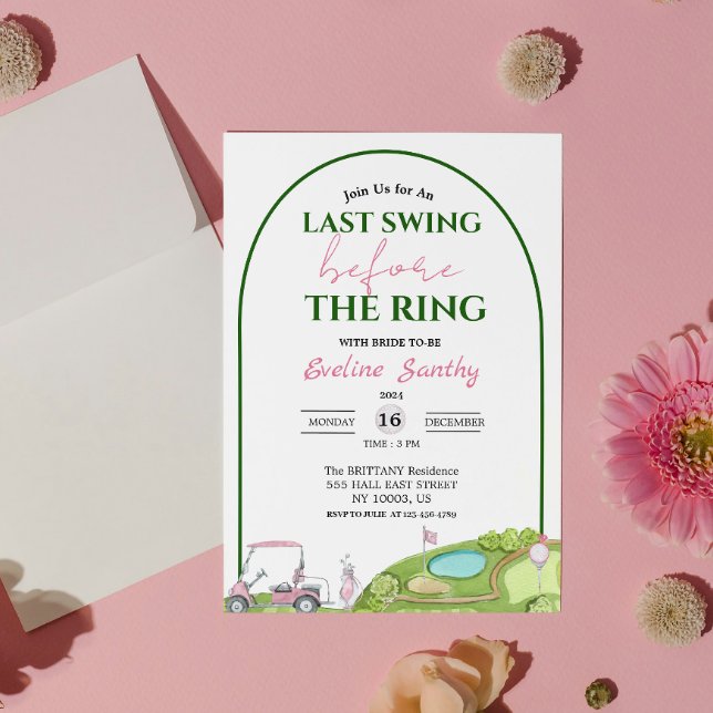 Invitation Dernier Swing Avant l'Arche de Mariage de Golf de  (Last Swing Before the Ring Golf Bridal Shower Arch Invitation)