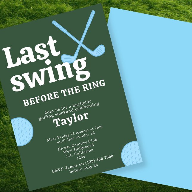 Invitation Dernier Swing Avant Le Bachelor De Golf Ring (Last Swing Before The Ring Golf Bachelor Invitations by Ricaso. Golfing weekend for the groom to be)