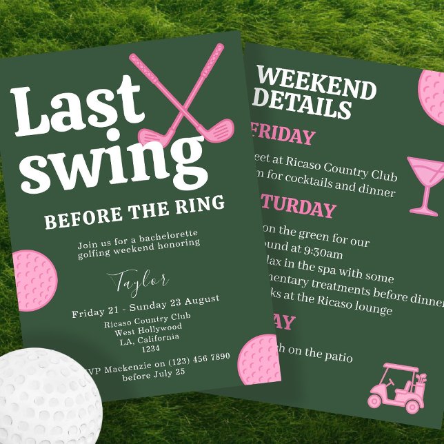 Invitation Dernier Swing Avant Le Bachelorette De Golf Ring (Last Swing Before The Ring Golf Bachelorette Invitation by Ricaso. Bride to be golfing weekend)