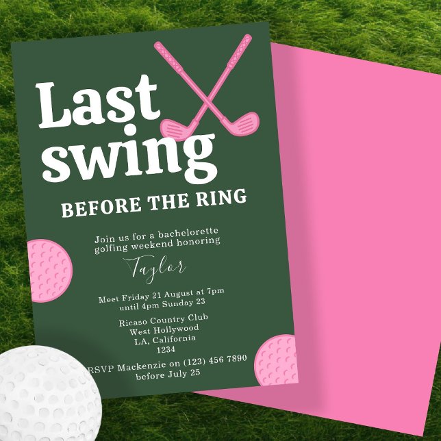 Invitation Dernier Swing Avant Le Golf Bachelorette de l'Anne (Last Swing Before The Ring Golf Bachelorette Invitation by Ricaso. Golfing weekend for bride to be)
