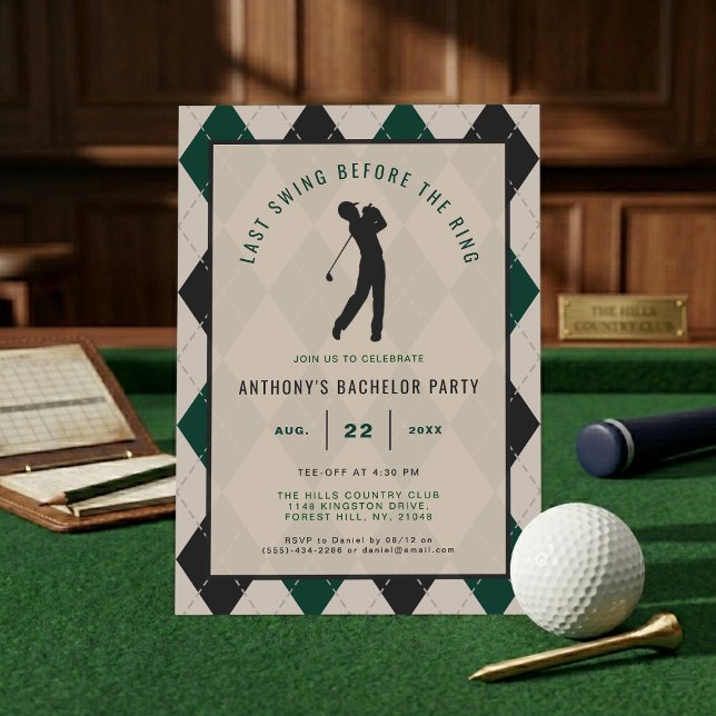 Invitation Dernier Swing avant le mariage | EVG de golf (Créateur téléchargé)
