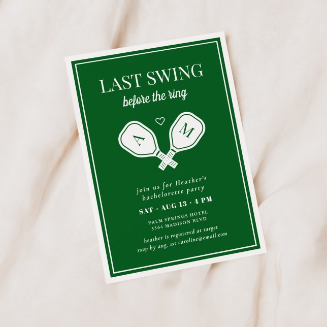 Invitation Dernier swing avant le pickleball de l'anneau (Créateur téléchargé)
