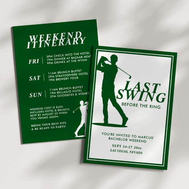 Invitation Dernier Swing avant le week-end de golf pour célib (Créateur téléchargé)