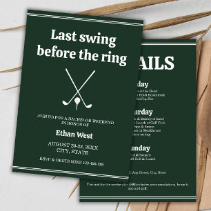 Invitation Dernier Swing Golf élégant Bachelor Week-end Itiné