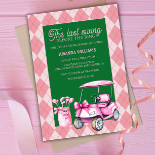 Invitation Dernier Swing Pink & Green Jacquard Fête des marié