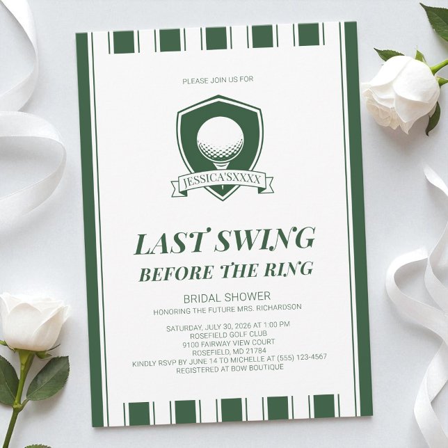 Invitation Dernier Swing Vert Avant la Douche de Mariée de l' (Green Last Swing Before the Ring Bridal Shower Invitation)