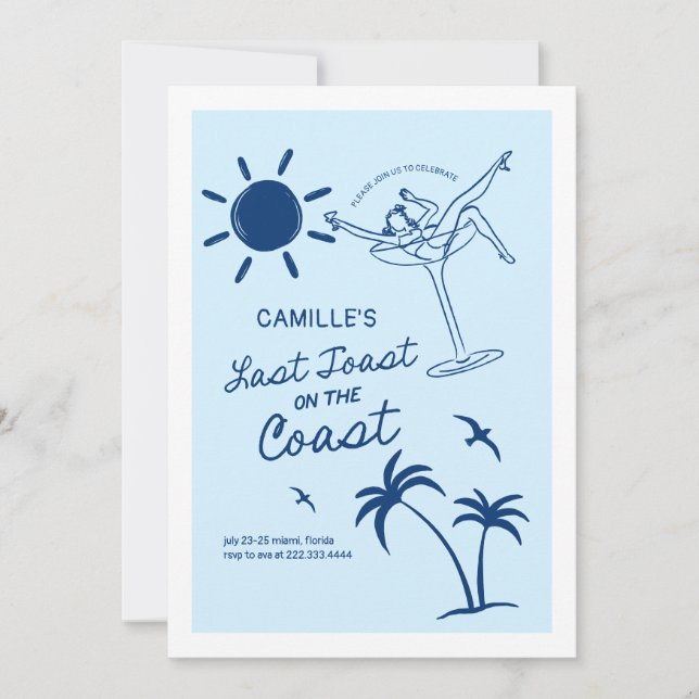 Invitation Dernier Toast Bachelorette Week-end Bash Invitatio (Devant)