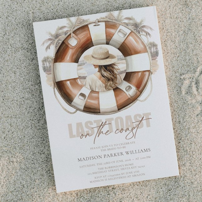 Invitation Dernier toast Beach Bride sur la côte (Créateur téléchargé)