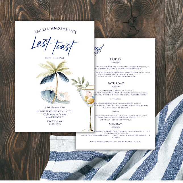 Invitation Dernier Toast Du Weekend De Bachelorette Côté Mer (Créateur téléchargé)