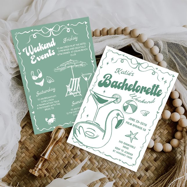 Invitation Dernier Toast Green Beach Bachelorette Week-end (Créateur téléchargé)